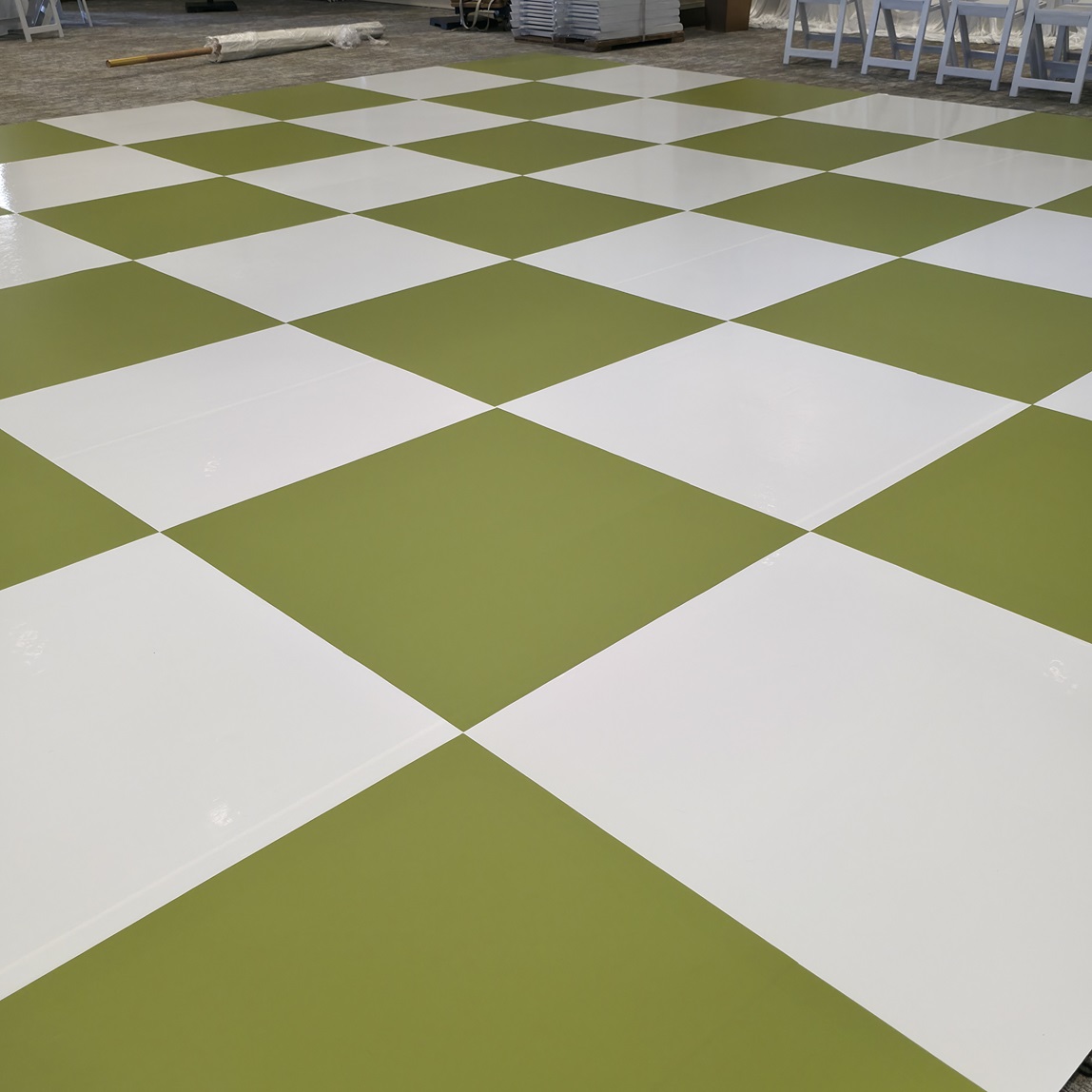 Custom Green and White Dancefloor Vinyl Wrap